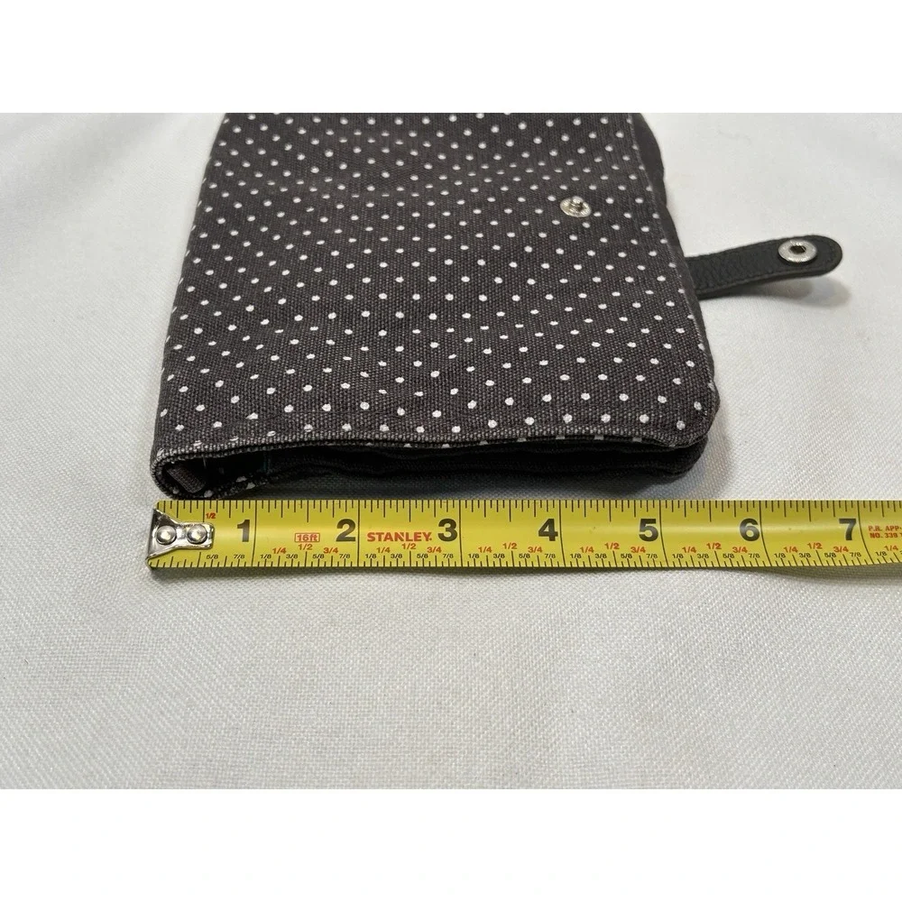 Thirty One Double Up  Clutch Wallet Organizer Polka Dot Turquoise Lining Gray